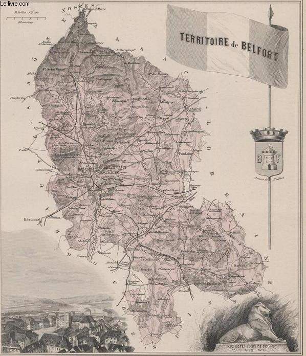 GRAVURE 19eme COULEURS - LA FRANCE - TERRITOIRE DE BELFORT - PLANCHE N67BIS