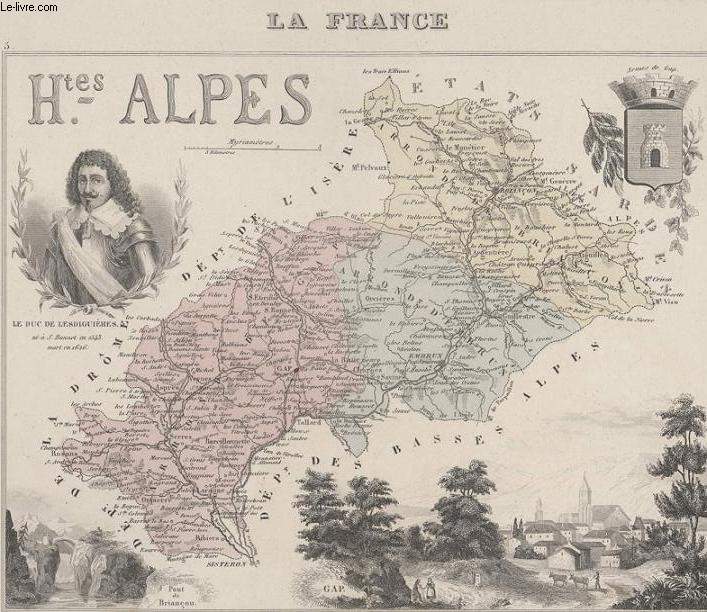 GRAVURE 19eme COULEURS - LA FRANCE - HAUTES ALPES