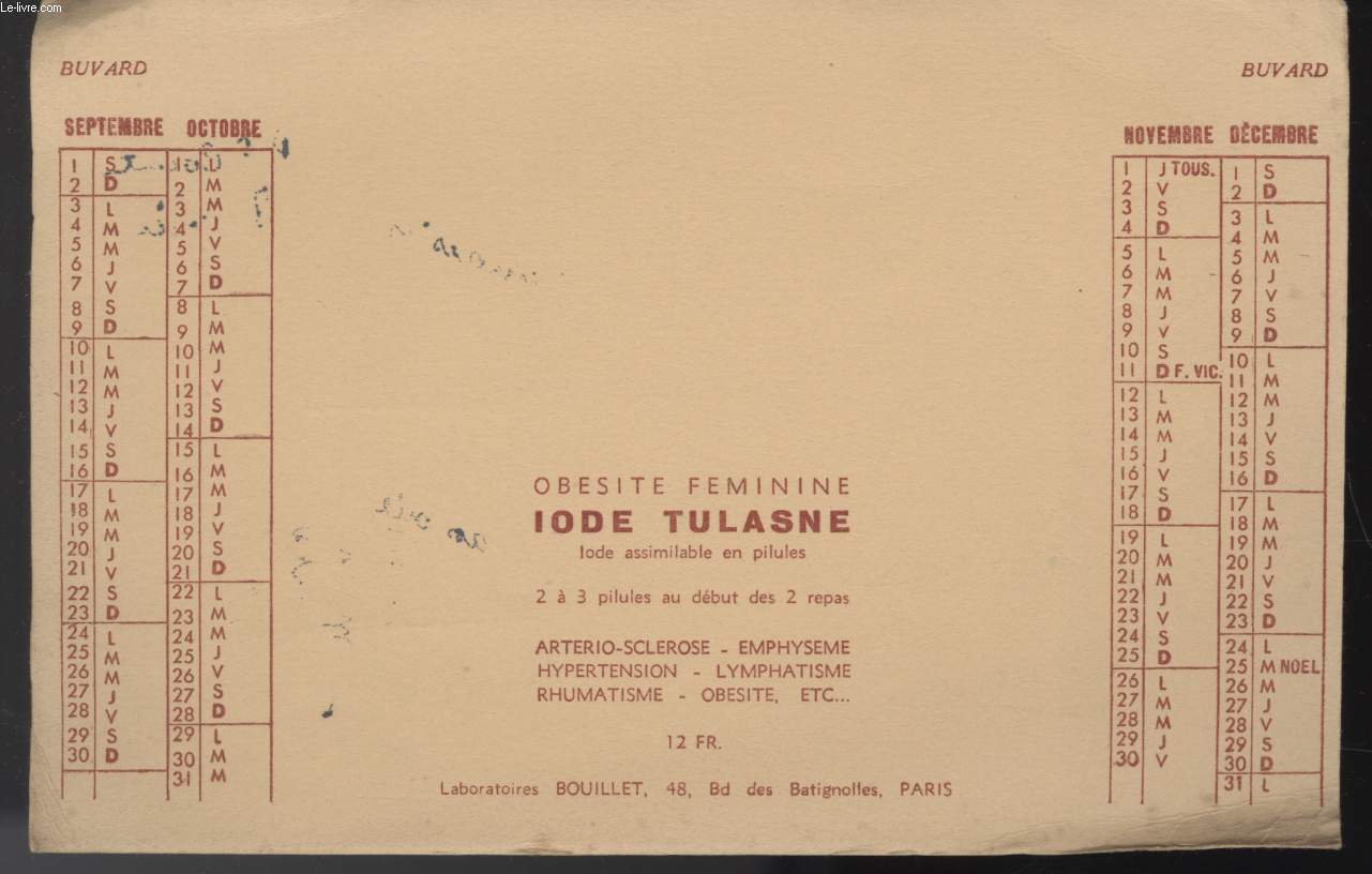 BUVARD - OBESITE FEMININE - IODE TULASNE