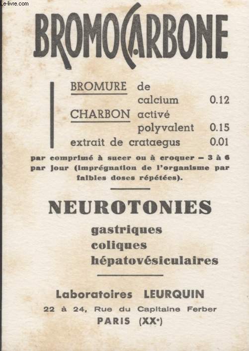 BUVARD - BROMACARBONE - NEUROTONIES