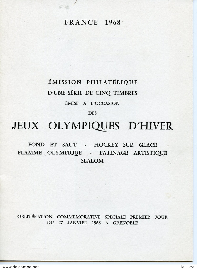 JEUX OLYMPIQUES D'HIVER GRENOBLE 1968. LIVRET EMISSION PHILATELIQUE 5 TIMBRES TIRAGE LIMITE 234/249 EX.