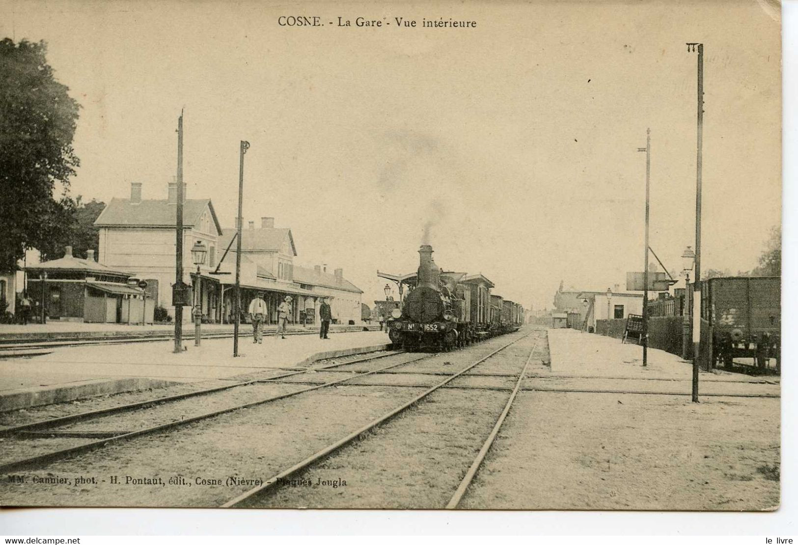 CPA 58 COSNE. LA GARE VUE INTERIEURE 1907 TRAIN