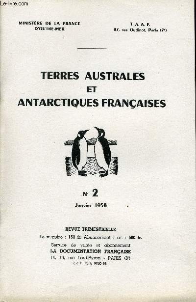 TAAF - TERRES AUSTRALES ET ANTARCTIQUES FRANCAISES - N 2