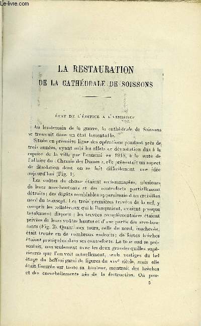 BULLETIN MONUMENTAL 87e VOLUME DE LA COLLECTION N1-2 - LA RESTAURATION DE LA CATHEDRALE DE SOISSONS PAR EMILE BRUNET
