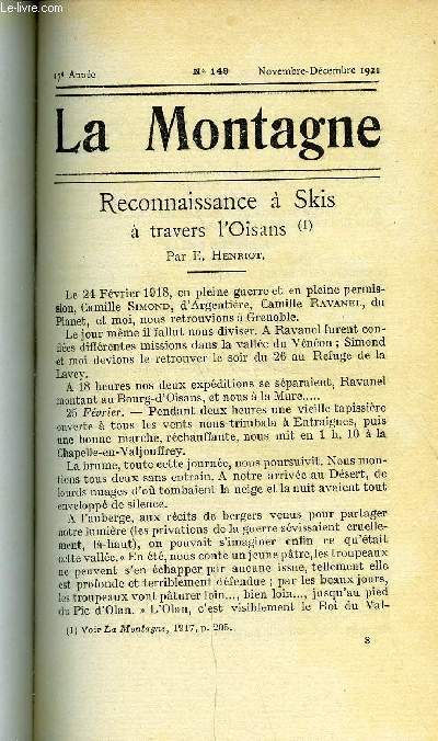 LA MONTAGNE 17e ANNEE N149 - Reconnaissance  Skis a travers l'Oisans par E. Henriot, Chronique du Club Alpin Franais