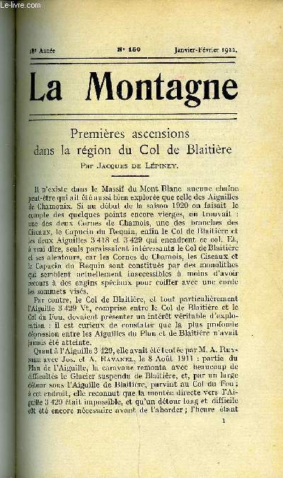 LA MONTAGNE 18e ANNEE N150 - Premires ascensions dans la rgion du Col de Blaitire par Jacques de Lpiney, Ascensions d'hiver en Corse par F. Oblat et J. A. Morin