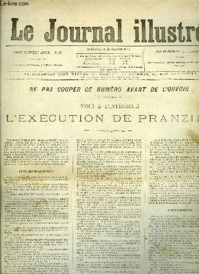 LE JOURNAL ILLUSTRE N 36 - L'excution du Pranzini par Henri Meyer, Nos gravures par Alfred Barbou