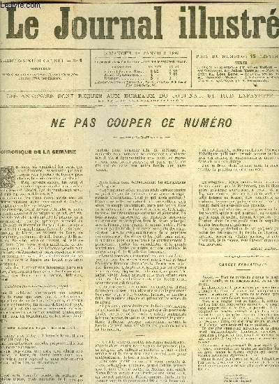 LE JOURNAL ILLUSTRE N 1 - Grand calendrier militaire franco russe pour l'anne 1899 par Carrey, Le prince devenu berger par Tancrde Martel, Les femmes lecteurs