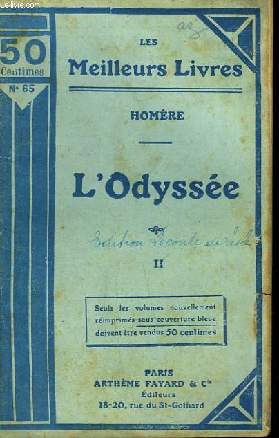 L'ODYSSEE TOME 2. COLLECTION : LES MEILLEURS LIVRES N 65.
