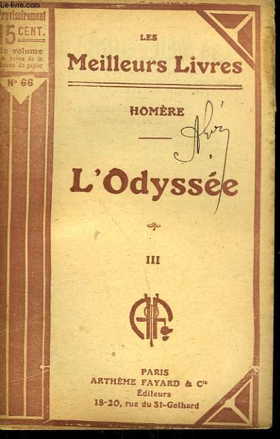 L'ODYSSEE TOME 3. COLLECTION : LES MEILLEURS LIVRES N 66.