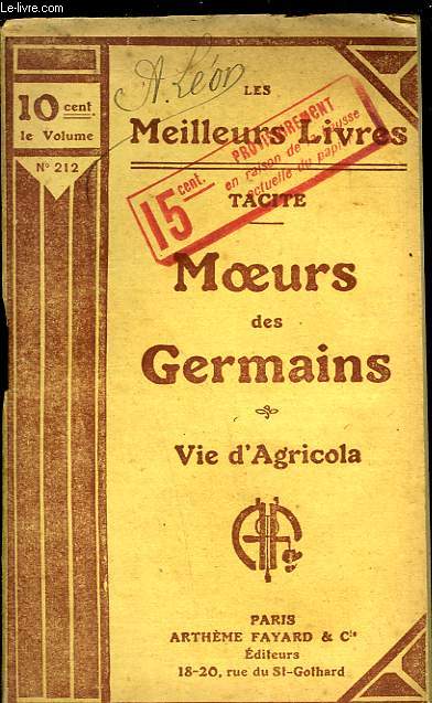 MOEURS DES GERMAINS - VIE D'AGRICOLA