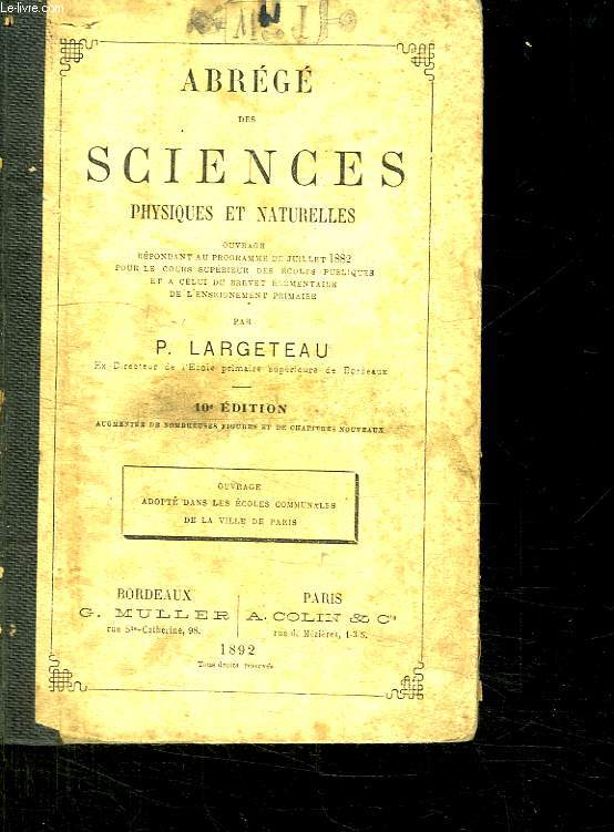 ABREGE DES SCIENCES PHYSIQUES ET NATURELLES. 10em EDITION.