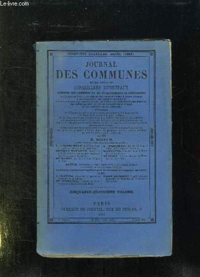 JOURNAL DES COMMUNES. TOME 54em.