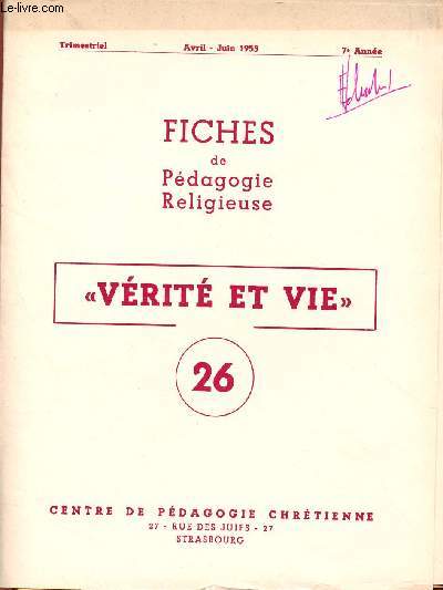 FICHE DE PEDAGOGIE RELIGIEUSE N26 