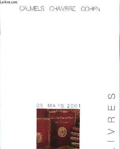 CATALOGUE DE VENTES AUX ENCHERES - 09 MARS 2001 - DROUOT RICHELIEU - PARIS : Livres en maroquin - livres aux armes - impressions Aldines - Atles - Livres modernes illustrs