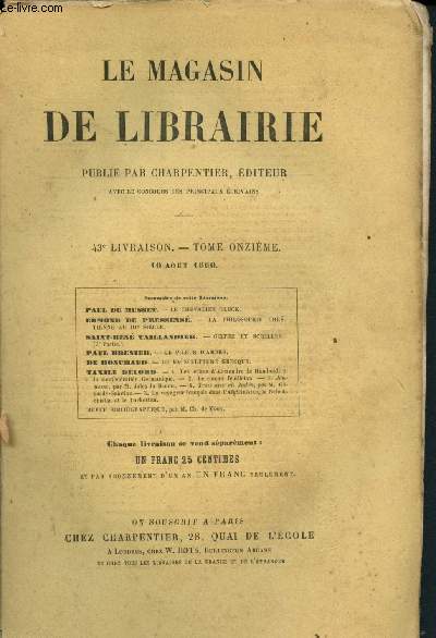 Le magasin de librairie - Tome onzime - 43e livraison - 10 Aot 1860 :