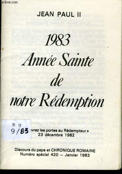 1983 ANNEE SAINTE DE NOTRE REDEMPTION