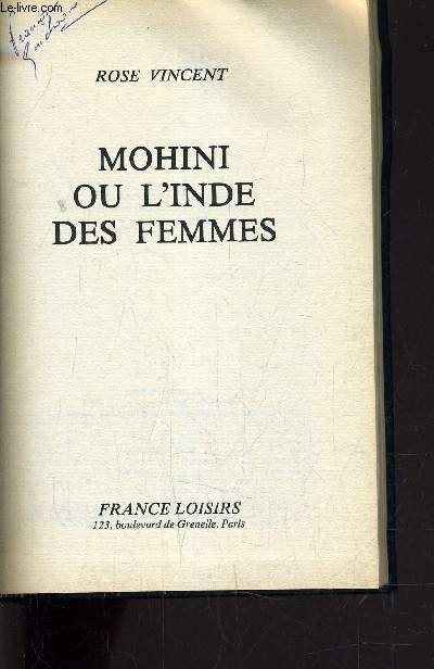 MOHINI OU L'INDE DES FEMMES.