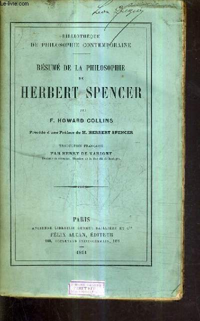 RESUME DE LA PHILOSOPHIE DE HERBERT SPENCER.