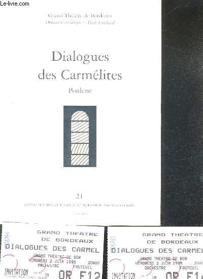 DIALOGUES DES CARMELITES POULENC - GRAND THEATRE DE BORDEAUX MAI JUIN 1995.