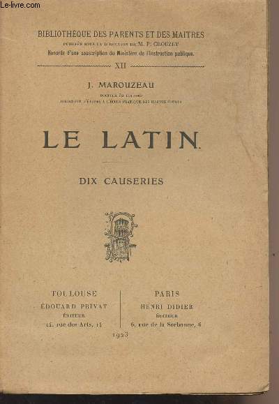 Le Latin - Dix causeries - 