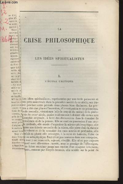 1 article de la Revue des deux mondes - La crise philosophique et les ides spiritualistes - I et II