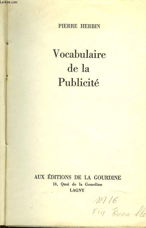 VOCABULAIRE DE LA PUBLICITE