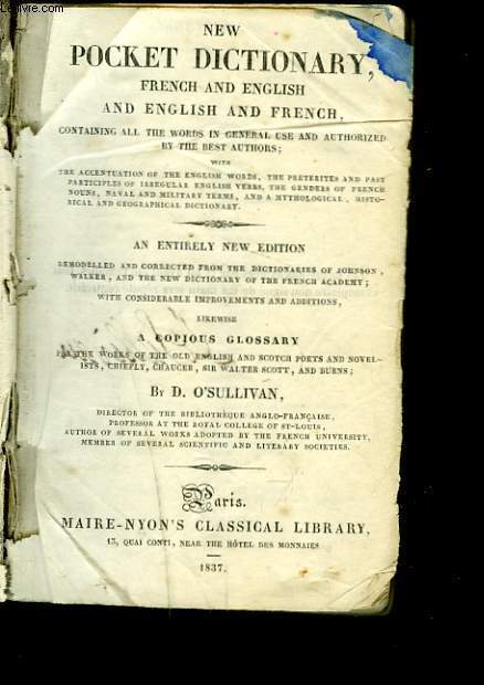 NEW POCKETDICTIONARY FRENCHE AND ENGLISH AND ENGLISH ANS FRENCH