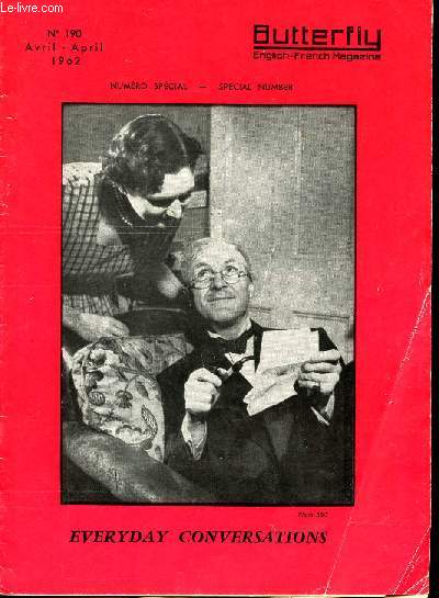 Butterfly english french magazine n190 Avril 1962 Numro spcial Sommaire: Grand-Pre console Anne, A la douane, A la poste, Pour prendre un taxi, Au bureau de tabac...