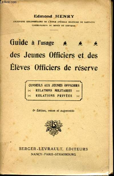 Guide  l'usage des Jeunes Officiers et des Elves Officiers de rserve.