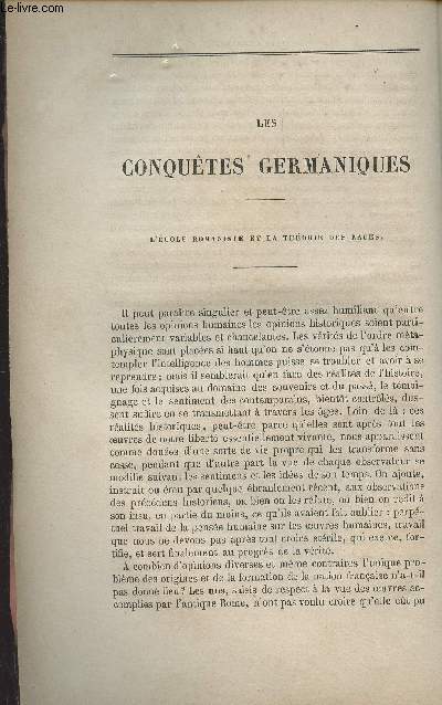 Les conqutes germaniques, l'cole romaniste et la thorie des races - (1 article de la Revue des deux Mondes, Tome CVI, 1873)