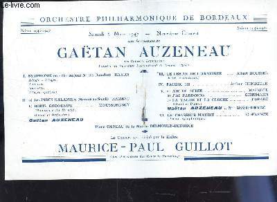 PROGRAMME OFFICIEL - GATAN AUZENEAU , Maurice-Paul GUILLOT / Symphonie en r n104 - Le festin de l'araigne - Pacific 231 - Le chasseur maudit .