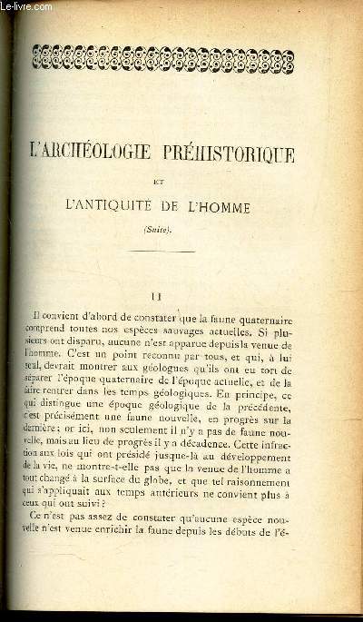 L'ARCHEOLOGIE PREHISTORIQUE ET L'ANTIQUITE DE L'HOMME (suite) - II.