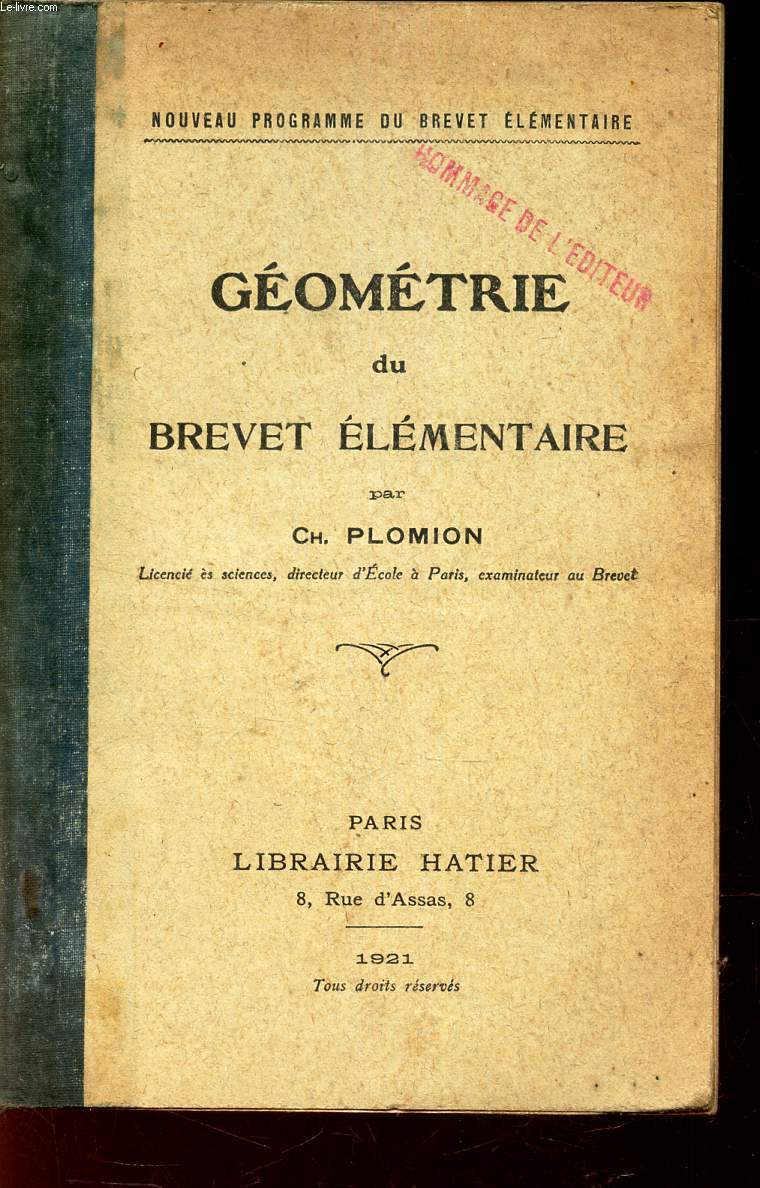 GEOMETRIE DU BREVET ELEMENTAIRE / Nouveau programme du Brevet elementaire.