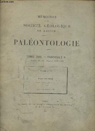 Cphalopodes Argentins - Extrait mmoires de la socit gologique de France - Palontologie tome XVII fascicule 4 .