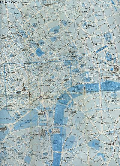 Un plan de Londres  l'usage des touristes en couleur dpliant d'environ 60 x 41,5 cm.