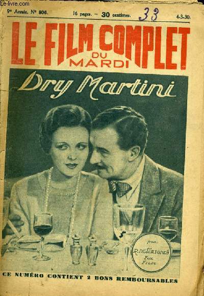 LE FILM COMPLET DU MARDI N 806 - 9EME ANNEE - DRY MARTINI