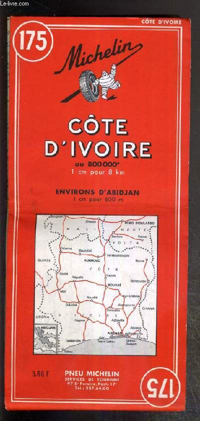 1 CARTE MICHELIN - COTE D'IVOIRE - ENVIRONS D'ABIDJAN - ECHELLE 800 000e