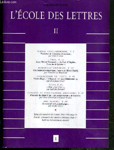 L'ECOLE DES LETTRES II - N 1 - 15 SEPTEMBRE 1989 - 81e ANNEE - poesie contemporaine, Poeinture de Christian Dotremont par Yves Leclair - livres, Jean-Michel Maulpoix, 