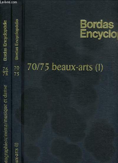BORDAS ENCYCLOPEDIE - BEAUX-ARTS - 2 VOLUMES EN 2 TOMES - 1 + 2 - TOME 1. 70/75. urbanisme, architecture, sculpture, dessin, peinture - TOME 2. 76/78. photographie, cinema, musique et danse.