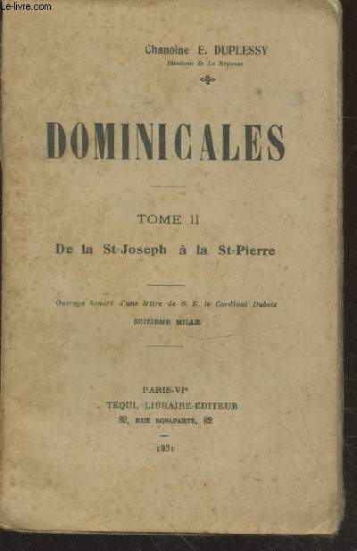 Dominicales Tome 2 : De la St-Joseph  la St Pierre