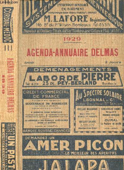 Agenda annuaire Delmas 1929 - gironde