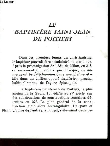 LE BAPTISTERE SAINT-JEAN DE POITIERS