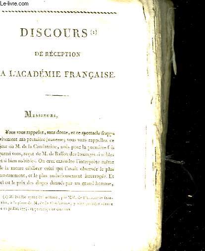 DISCOURS DE RECEPTION A L'ACADEMIE FRANCAISE - POESIES FUGITIVES