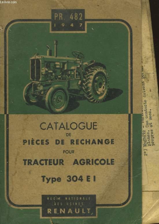 CATALOGUE DE PIECES DE RECHANGE POUR TRACTEUR AGRICOLE - TYPE 304 EI