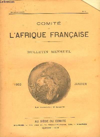 COMITE DE L'AFRIQUE FRANCAISE - 12 ANNEE - N1