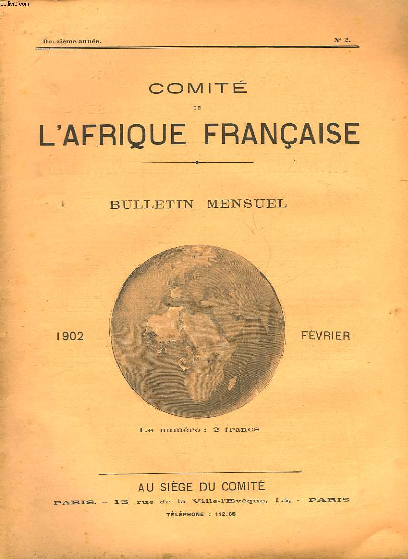 COMITE DE L'AFRIQUE FRANCAISE - 12 ANNEE - N2