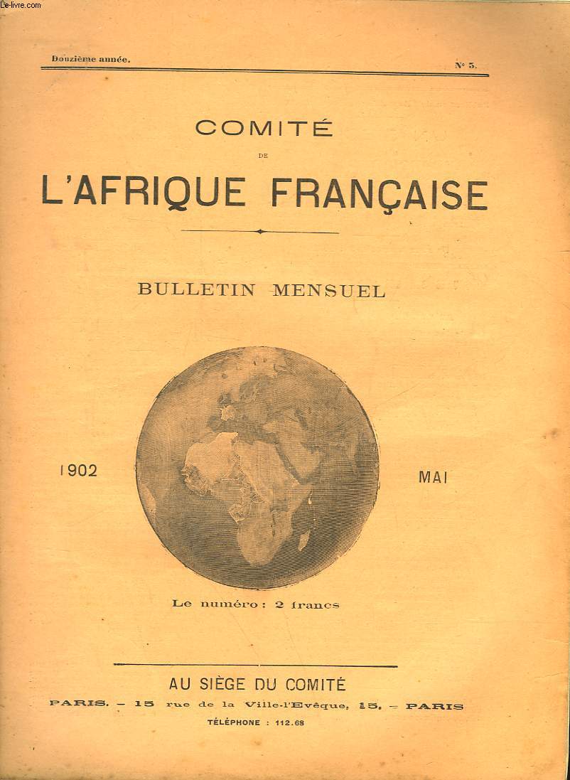 COMITE DE L'AFRIQUE FRANCAISE - 12 ANNEE - N5