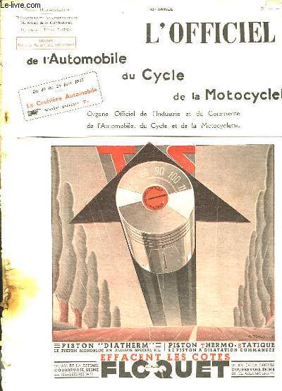 L'OFFICIEL DE L'AUTOMOBILE DU CYCLE DE LA MOTOCYCLETTE - 40 ANNEE - N24