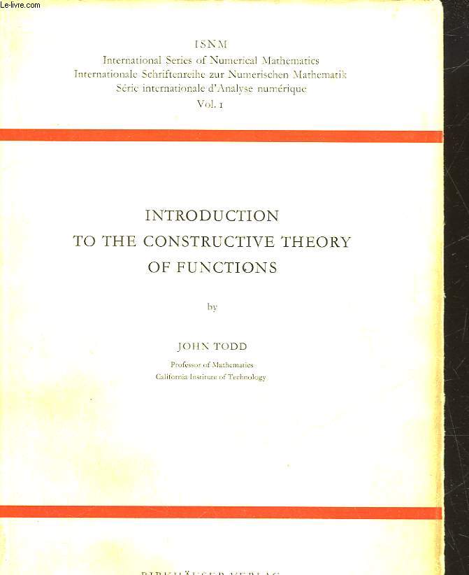 INTRODUCTION TO THE CONSTRUCTIVE THEORY OF FUNCTIONS